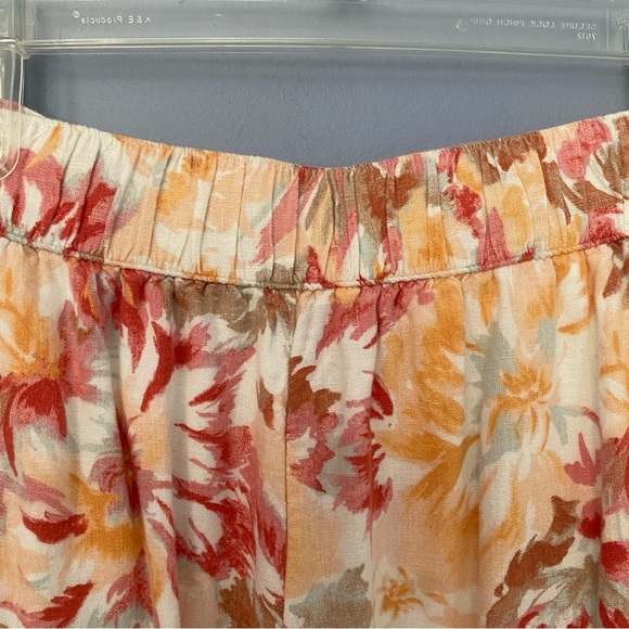 ABERCROMBIE & FITCH Orange Red Floral Linen Blend Wide Leg Pants Sz S - Picture 7 of 13